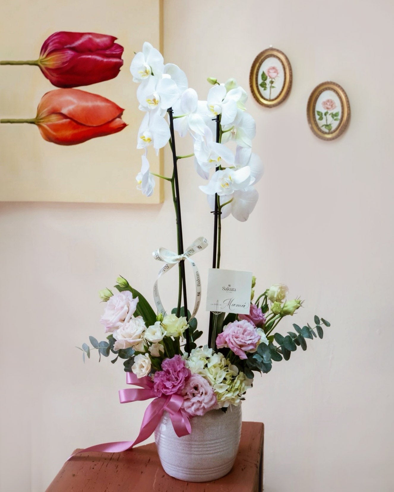 Koko, arreglo floral con orquidea en planta